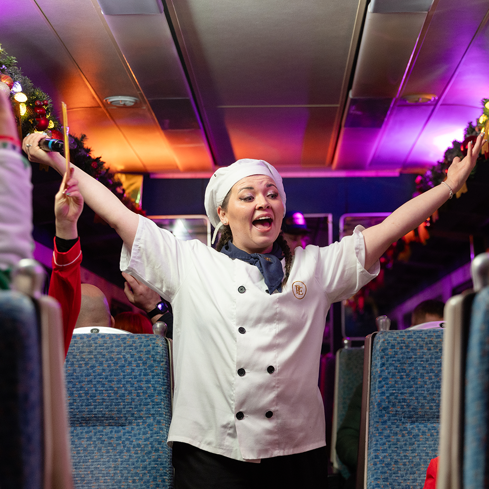 chef on board the polar express train ride