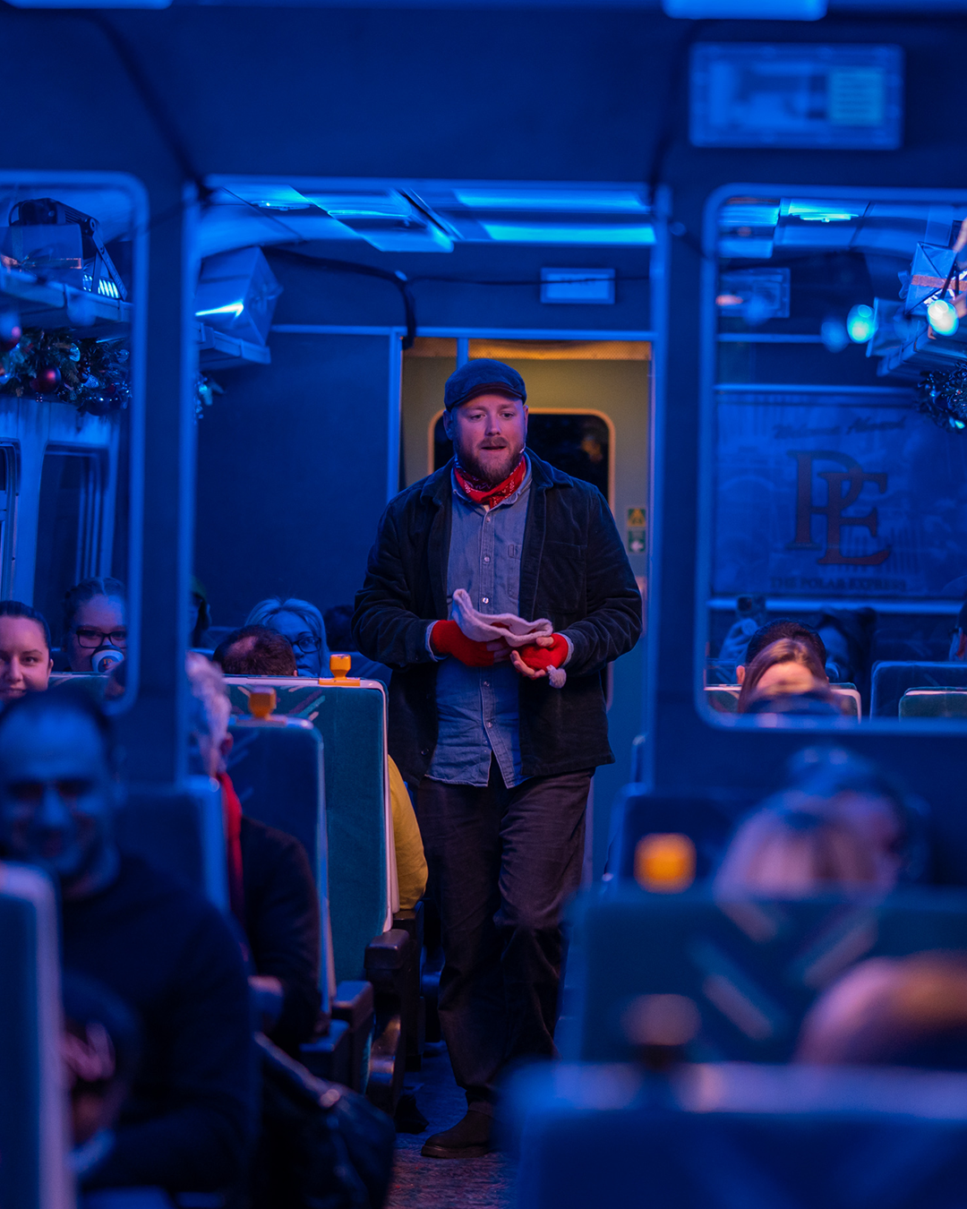 hobo on board the polar express train ride