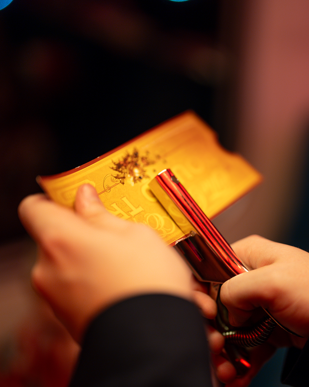 Ticket being clipped on board the polar express train ride