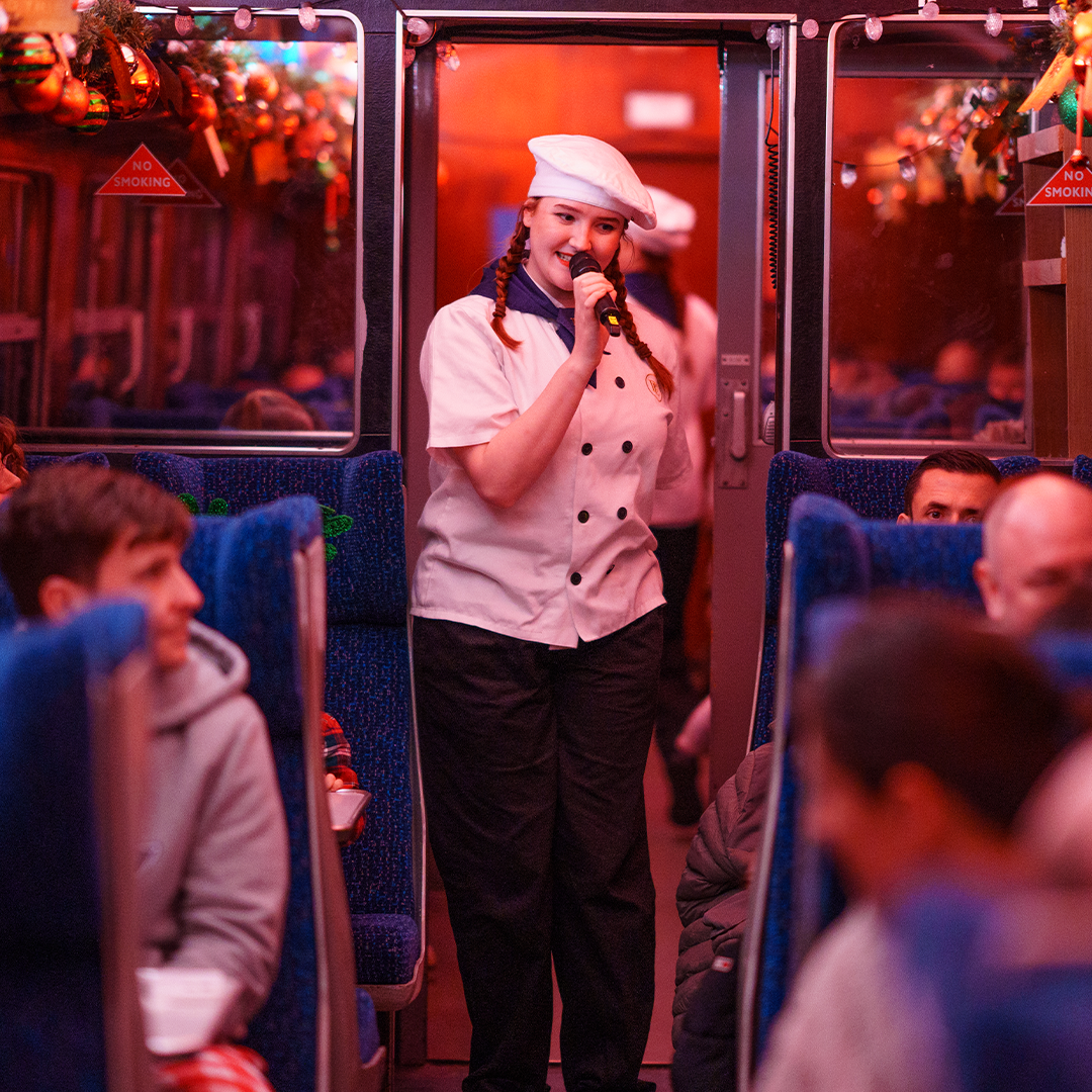 chef on board the polar express train ride