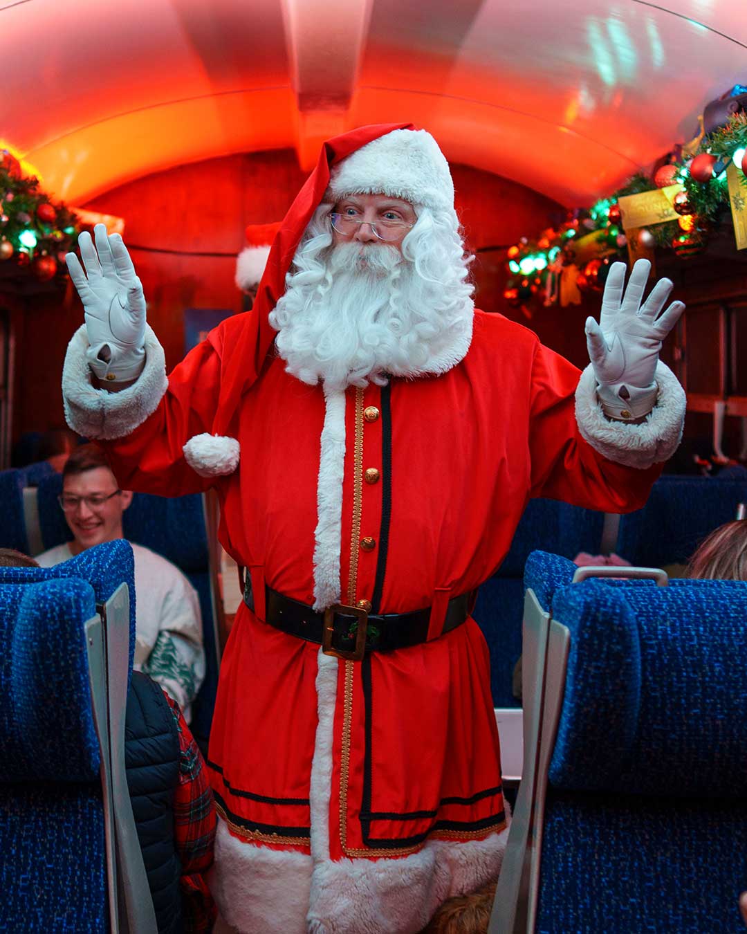 santa on board the polar express train ride