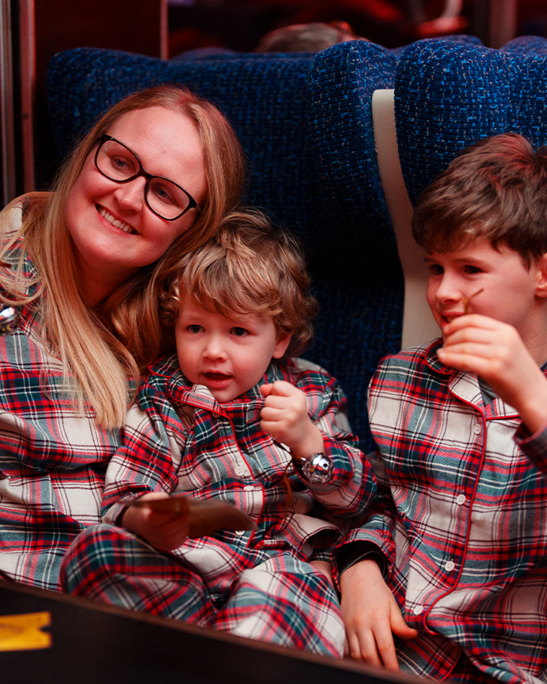 family at the polar express train ride